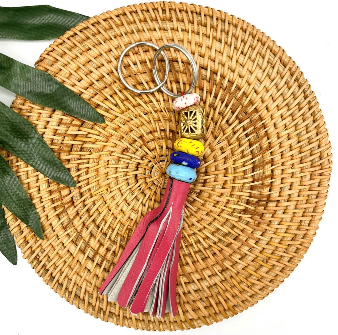 Duafe Recycled Beads Brass Keychain