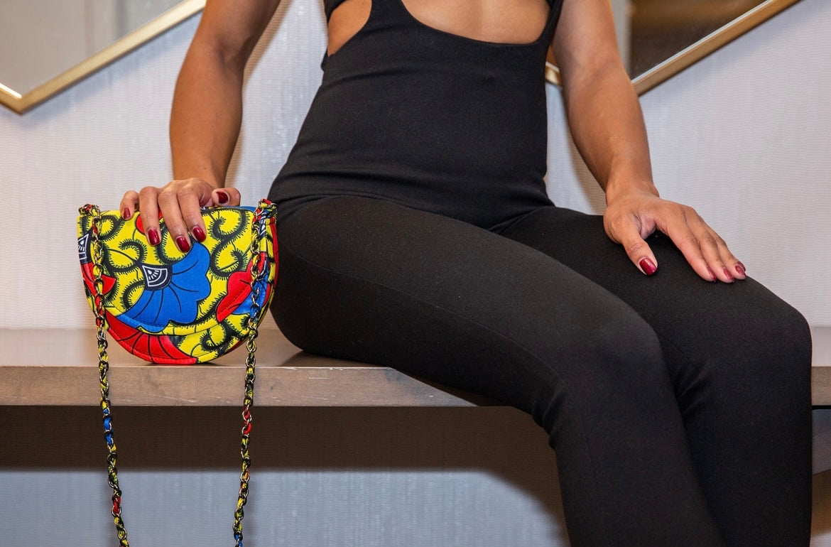 Kaki Sapphire African Print Bag