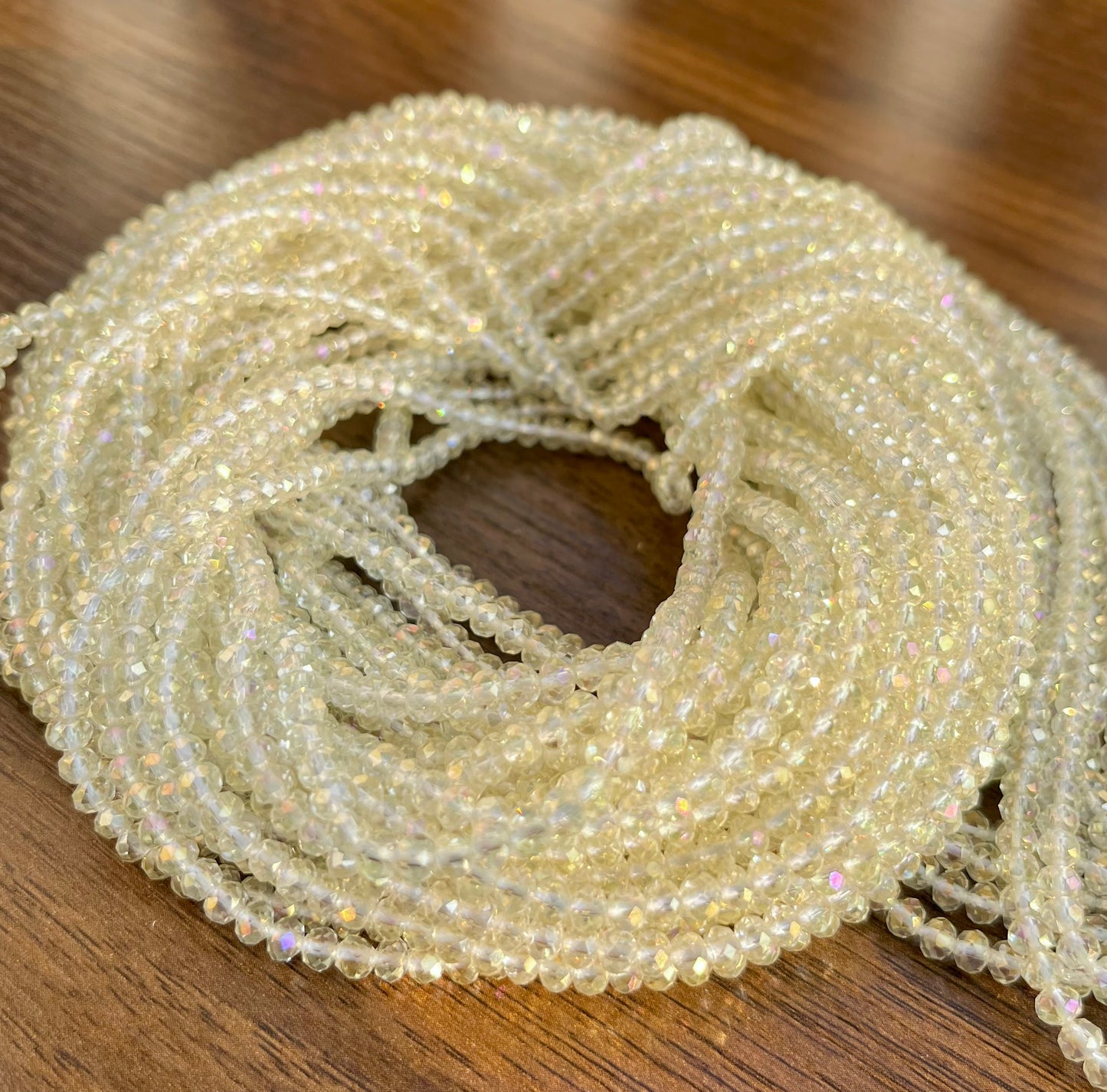 Ivory Sparkle Lux Tie On Waist Beads