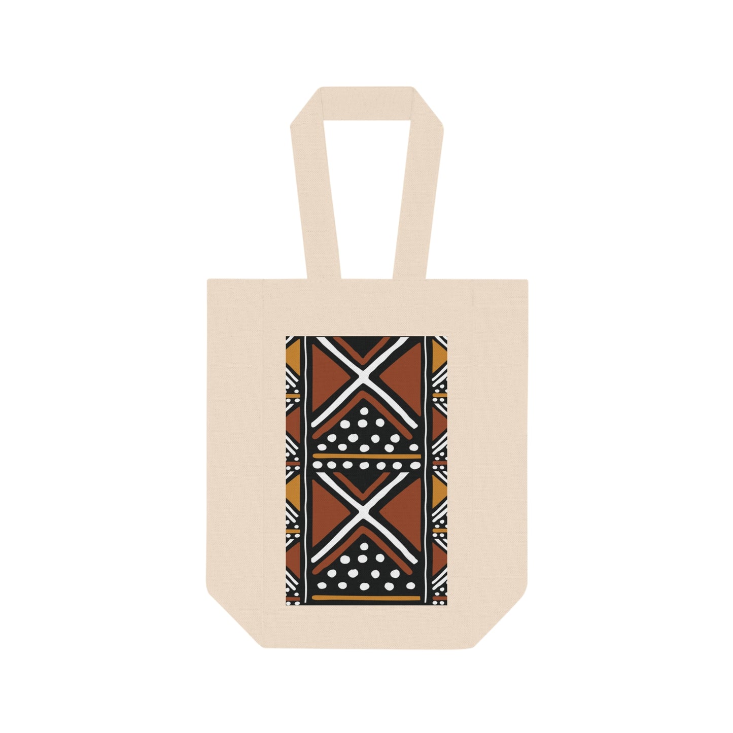 Badu Mud Cloth Print Double Wine Tote Bag