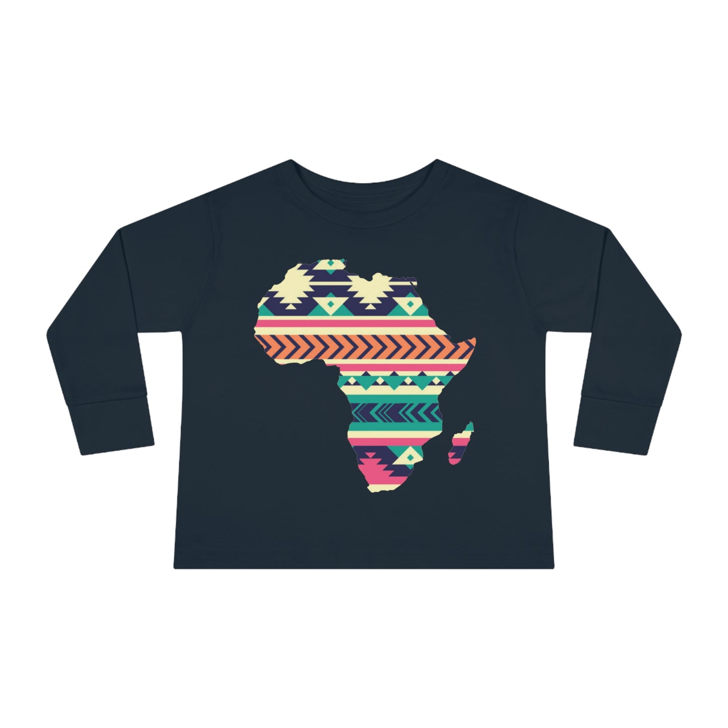 African Print Map Kids Long Sleeve Shirt