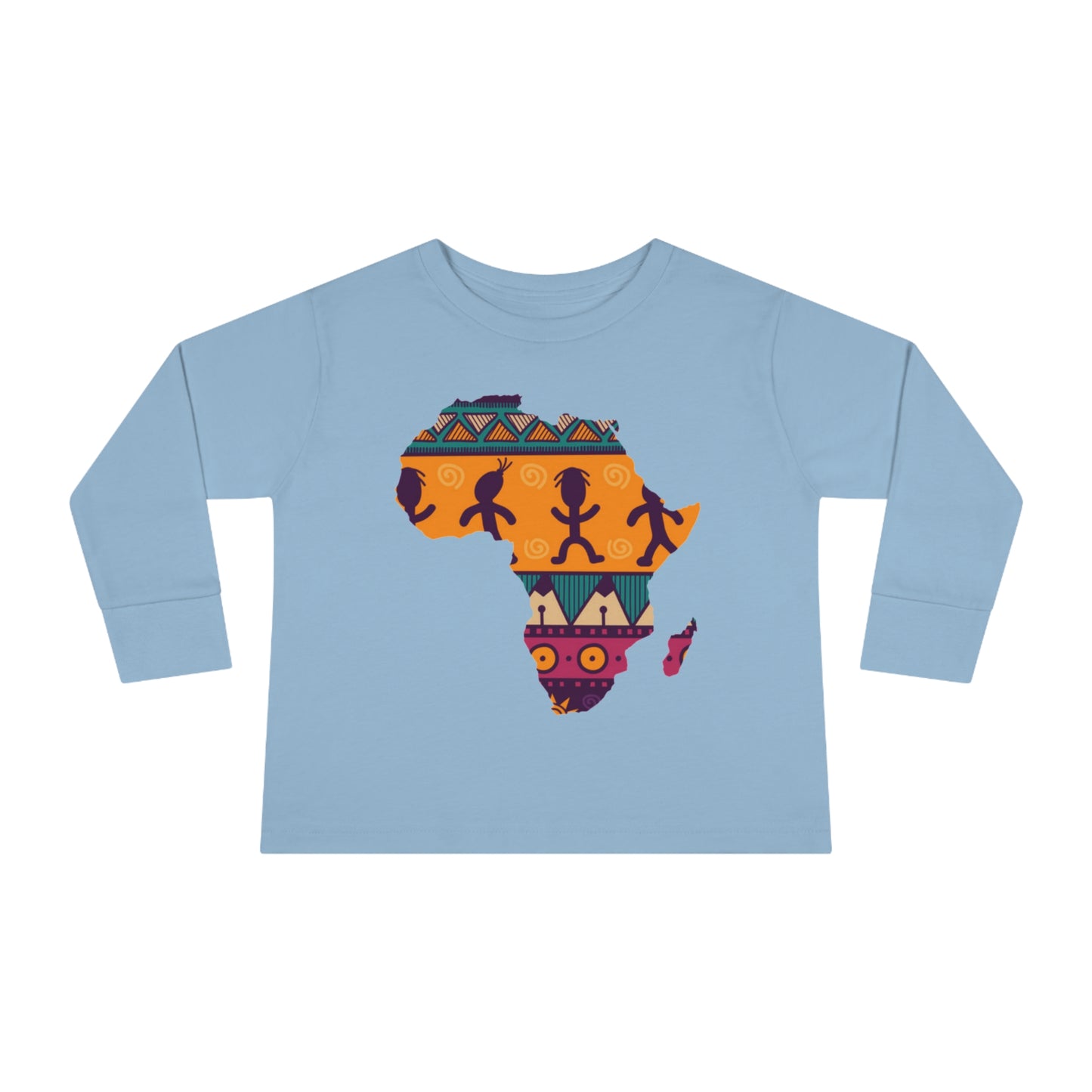 African Print Map Kids Long Sleeve Shirt