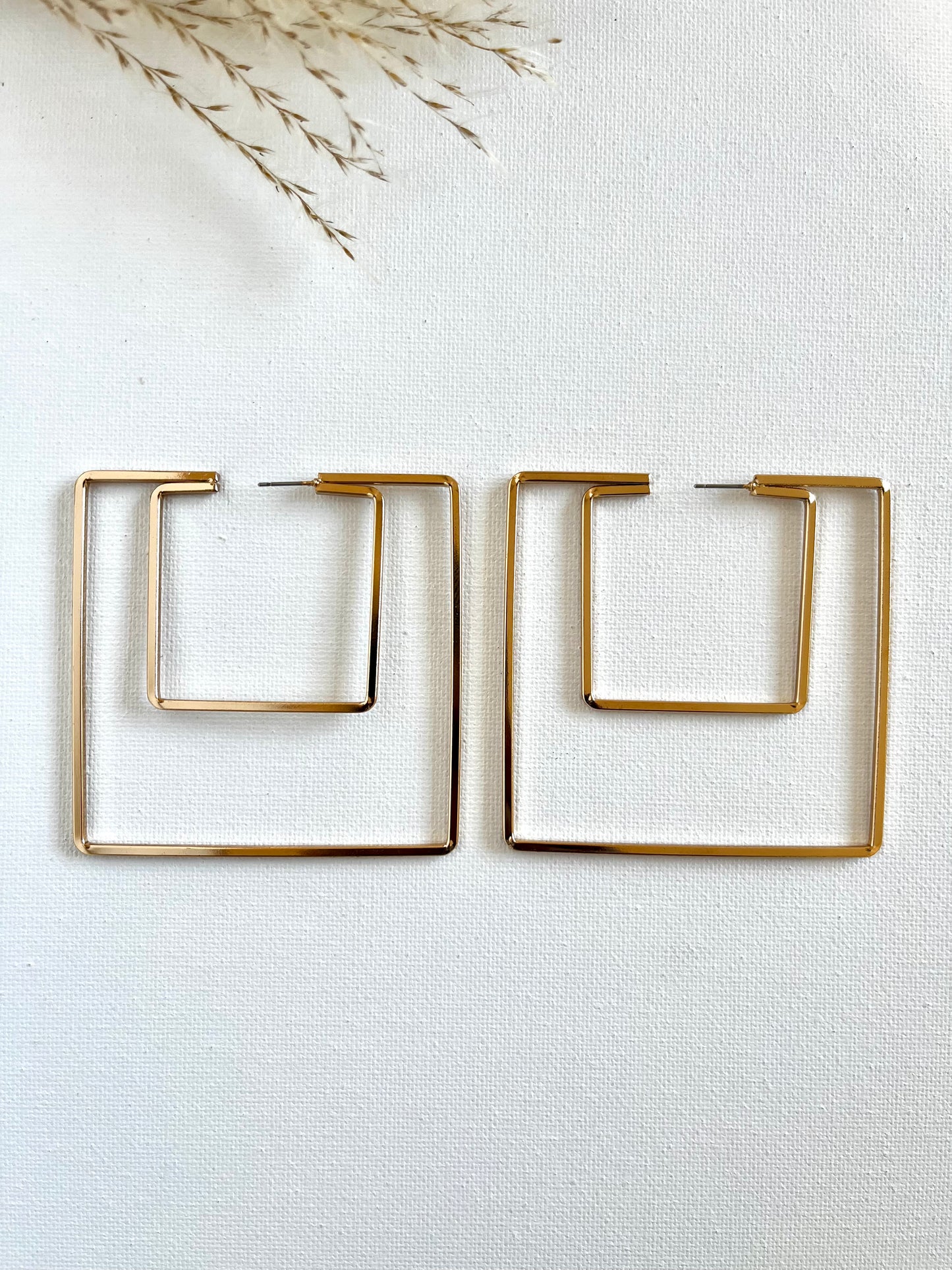 Double Square Hoop Earrings