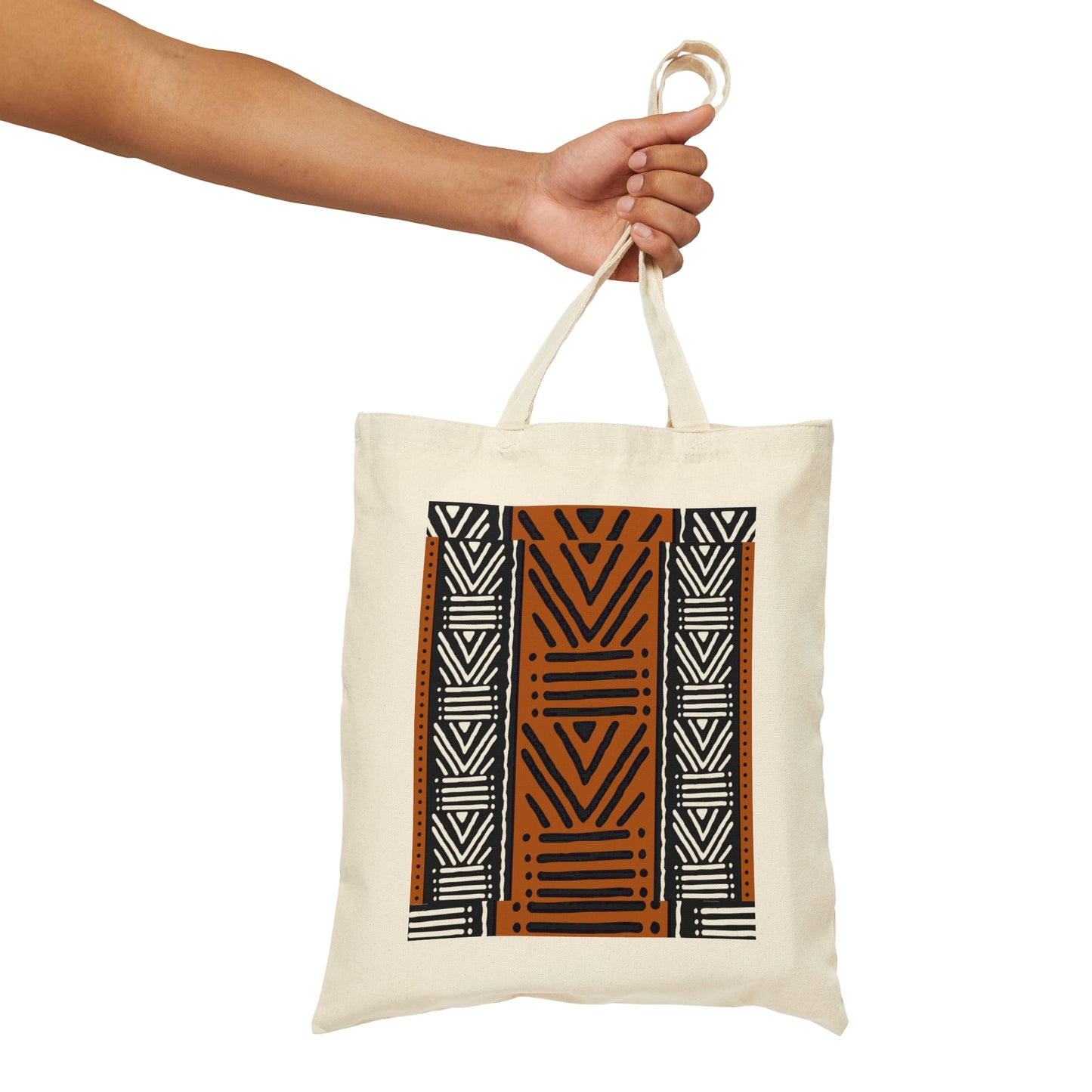 Adai Mud Cloth Print Cotton Canvas Tote Bag