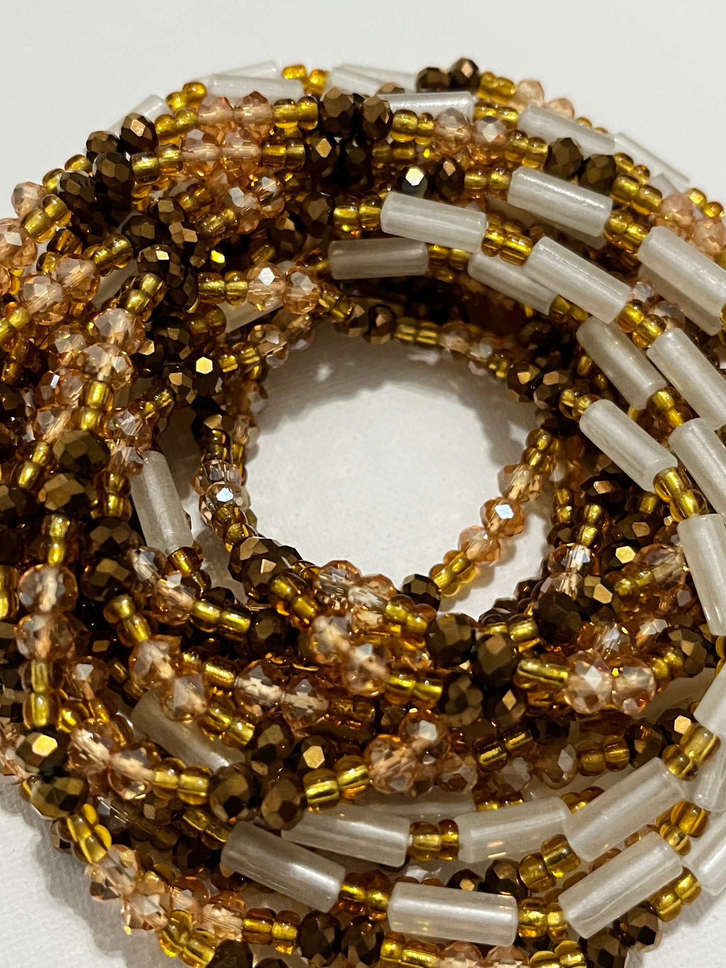 Golden Russet Glow In The Dark Thick Tie On Waist Beads