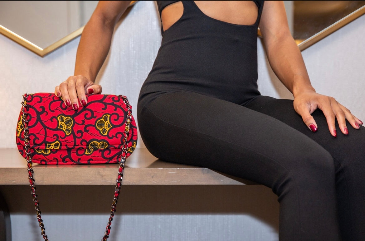 Nasara Maroon African Print Bag
