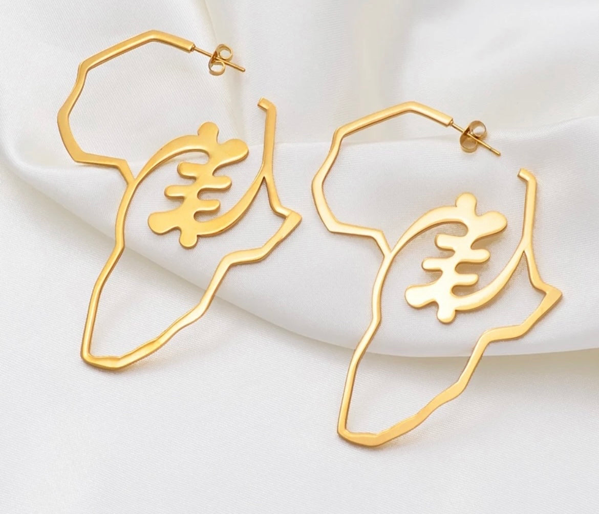 GyeNyame African Map Earrings