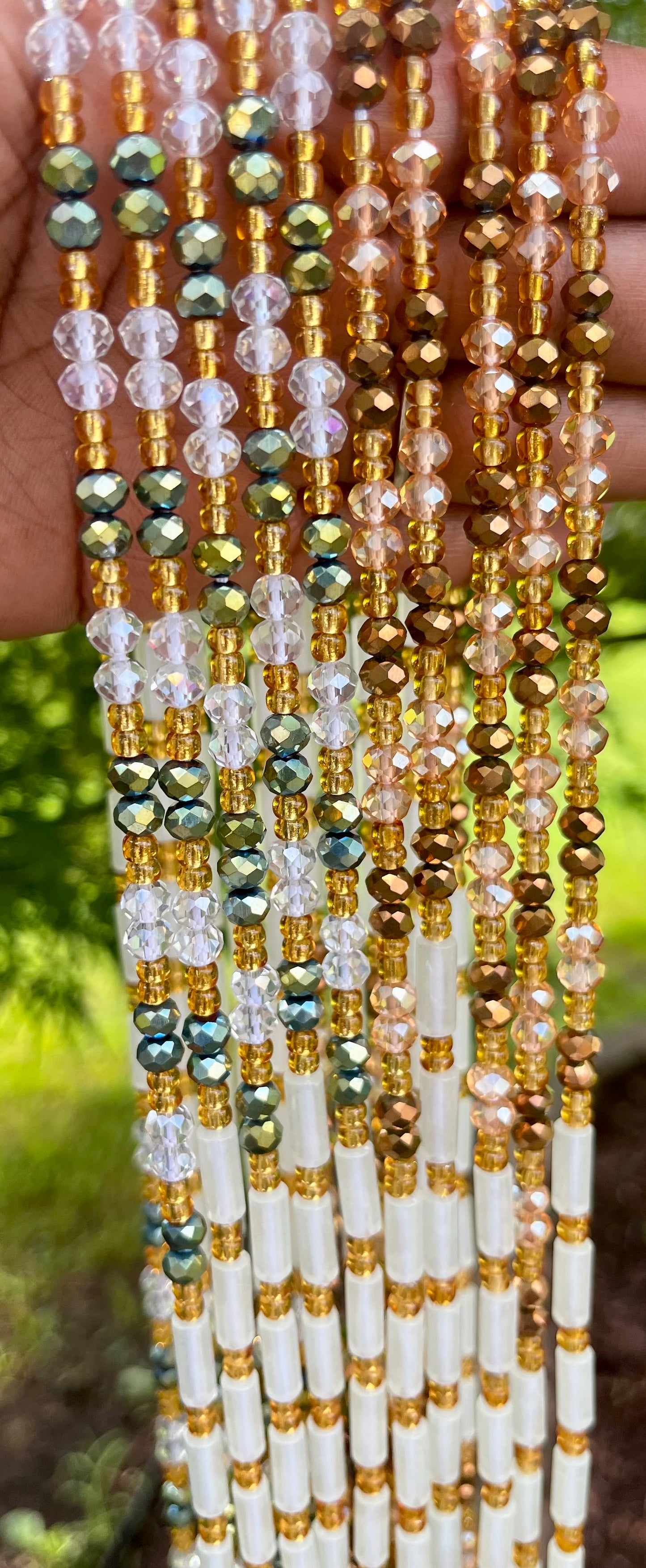 Golden Russet Glow In The Dark Thick Tie On Waist Beads