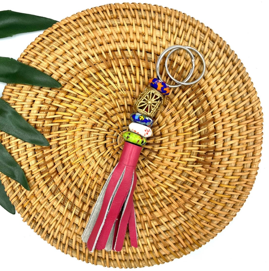 Duafe Recycled Beads Brass Keychain