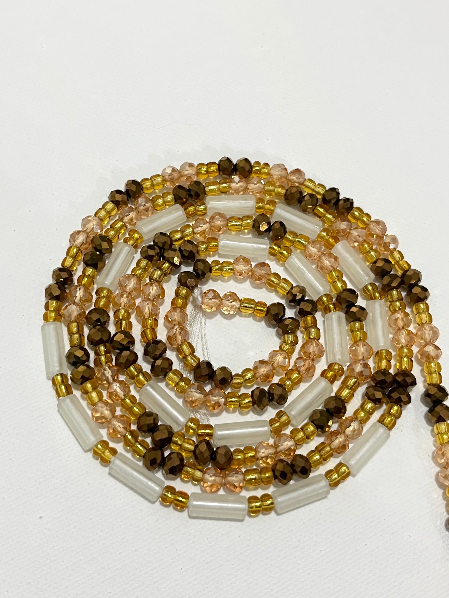 Golden Russet Glow In The Dark Thick Tie On Waist Beads