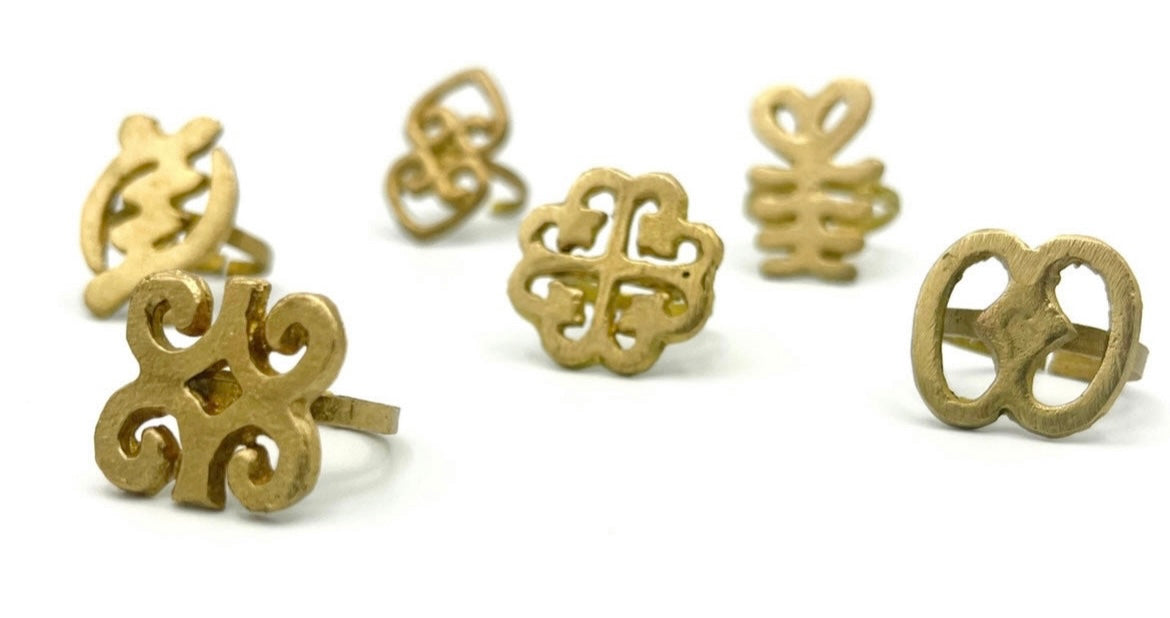 Adinkra Symbols Unisex Brass Rings