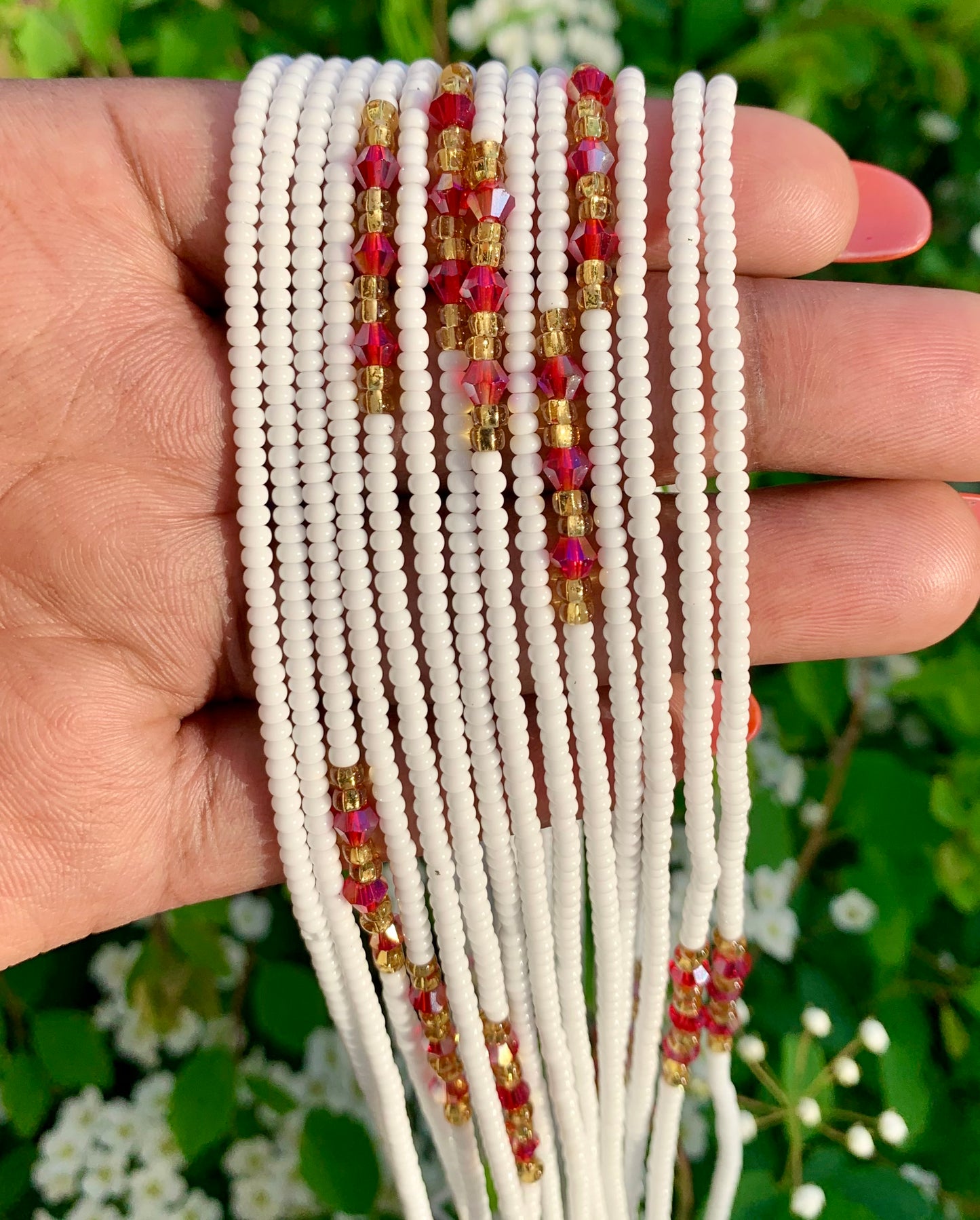 Regal Red Tie On Waist Beads