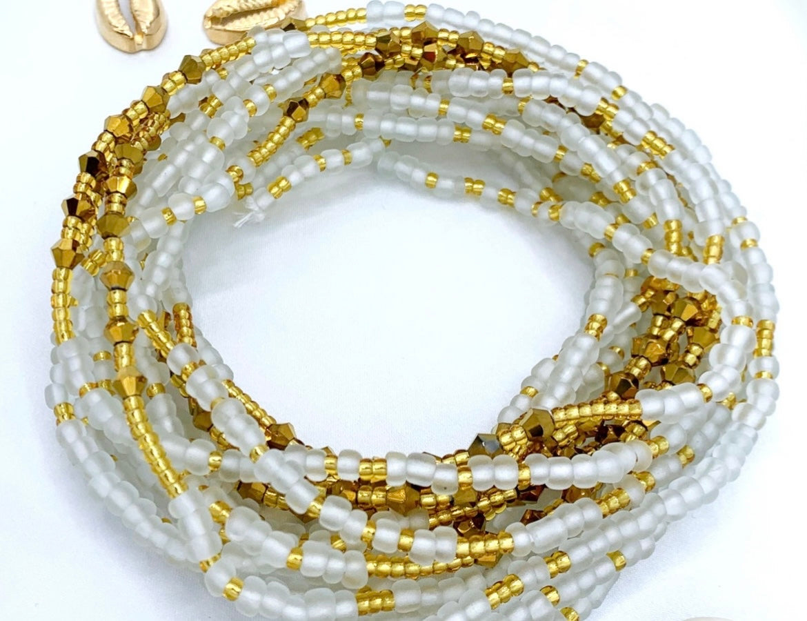 Frosted Gold Tie On Waist Beads