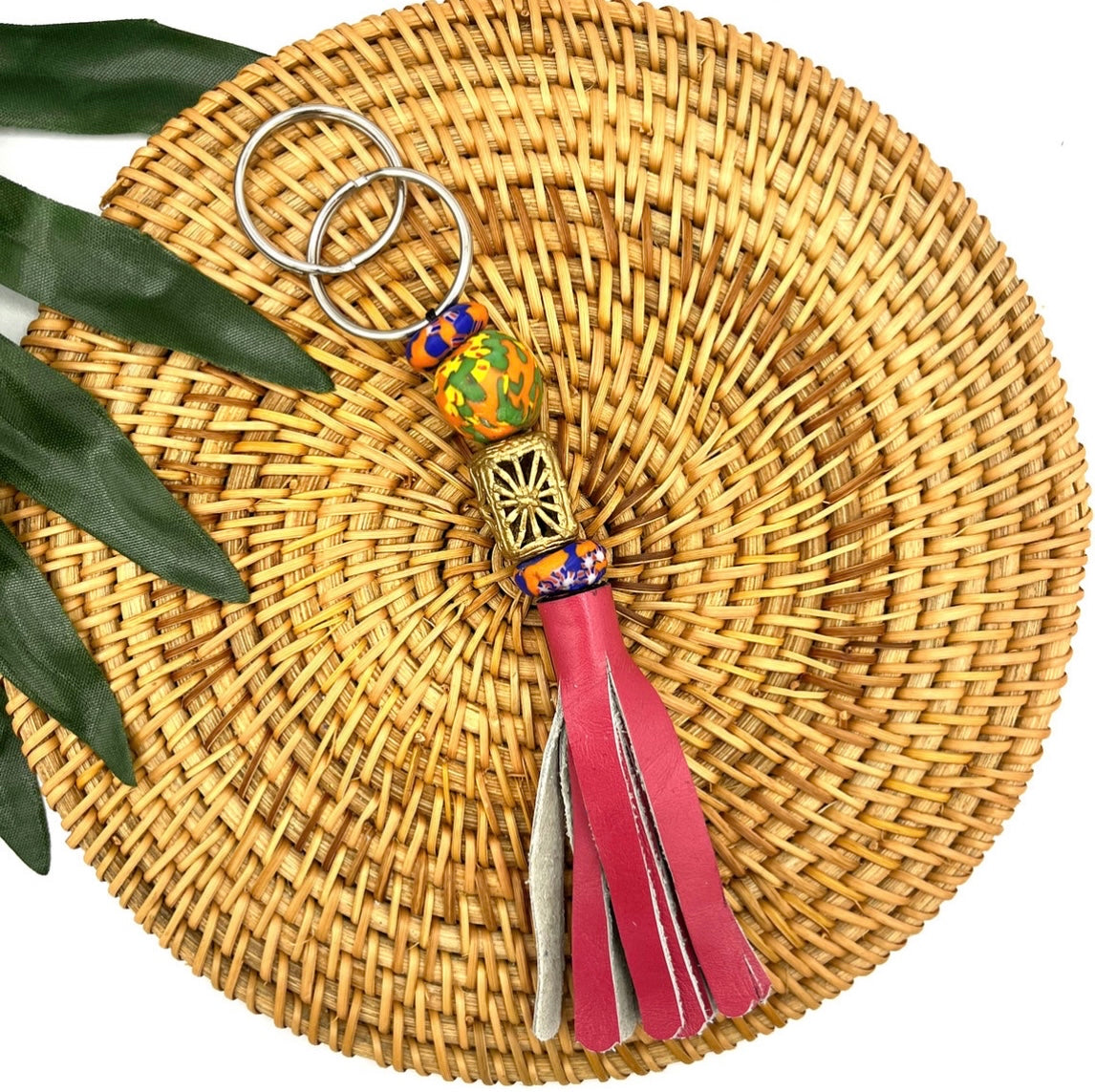 Duafe Recycled Beads Brass Keychain