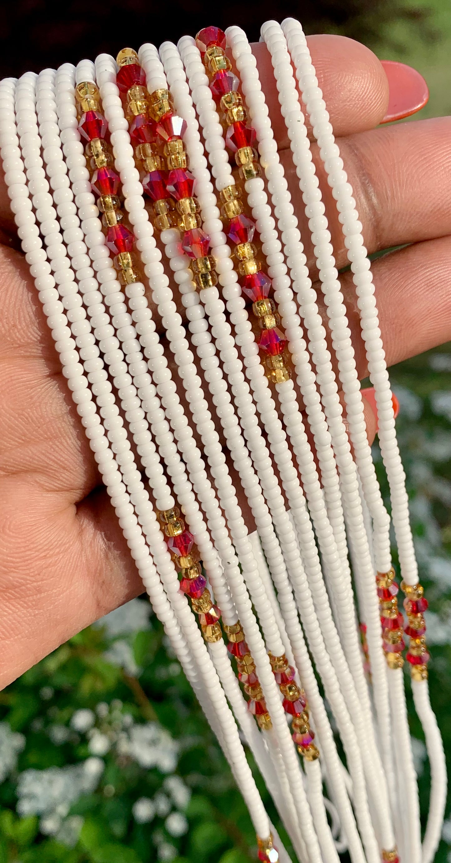 Regal Red Tie On Waist Beads