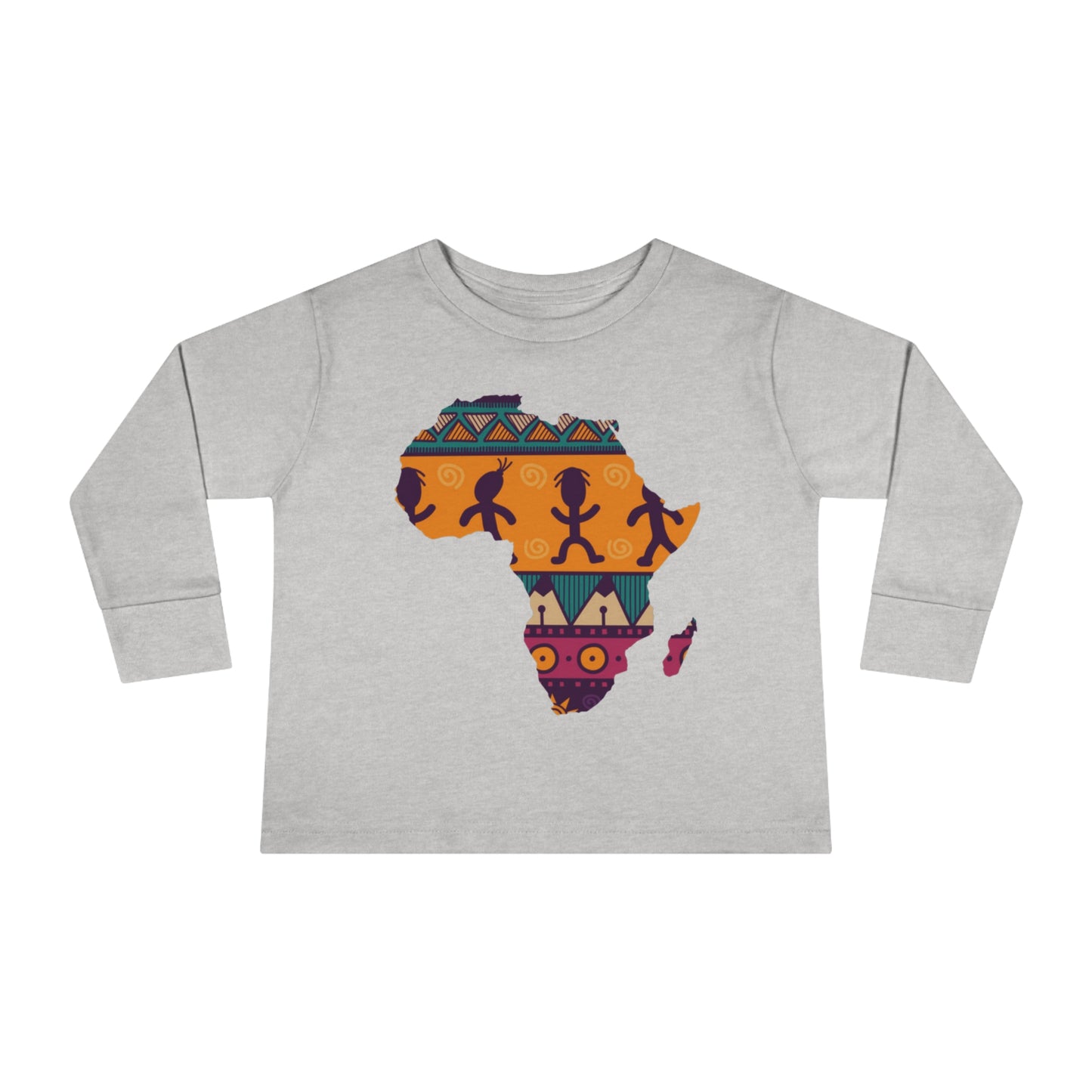 African Print Map Kids Long Sleeve Shirt
