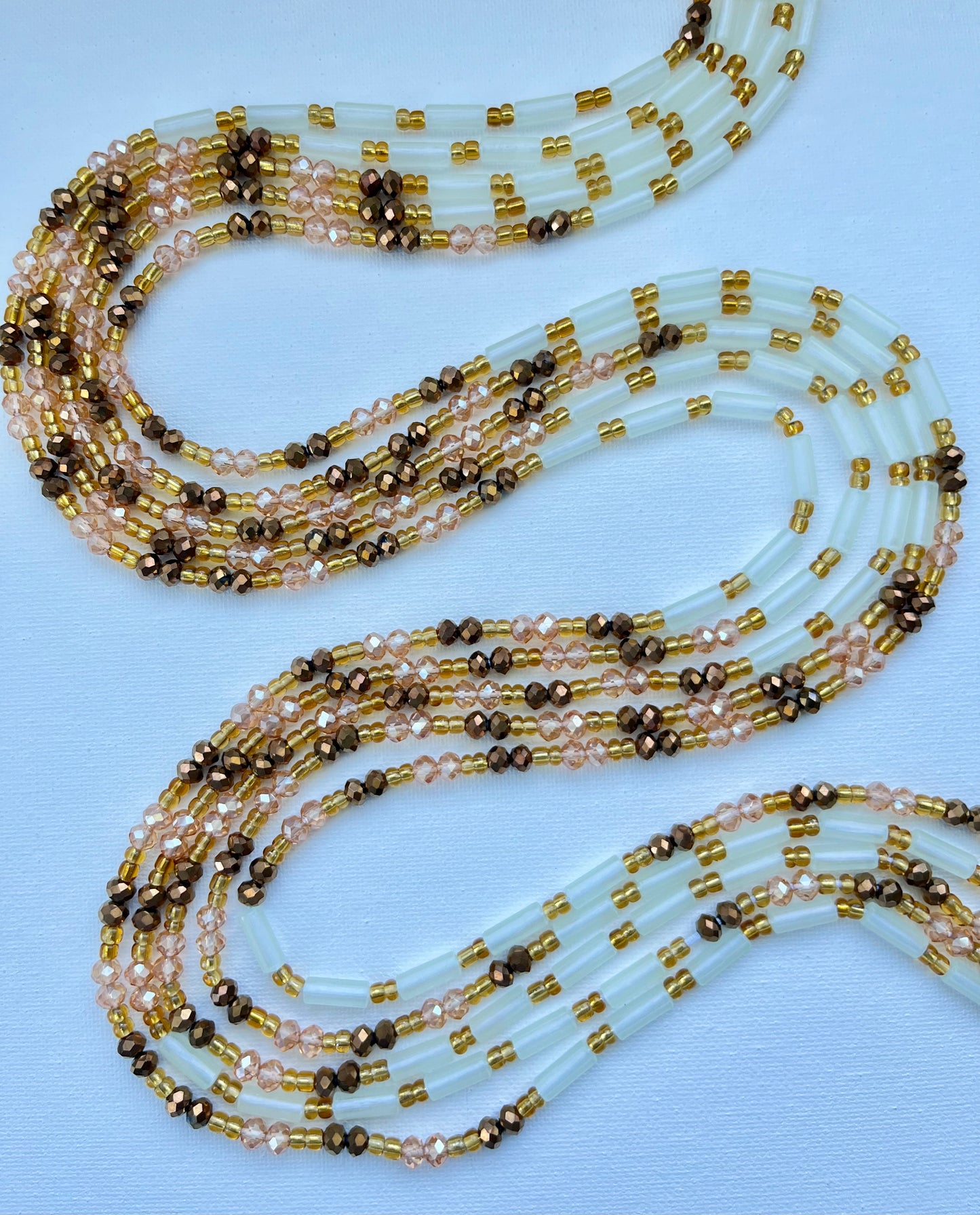 Golden Russet Glow In The Dark Thick Tie On Waist Beads