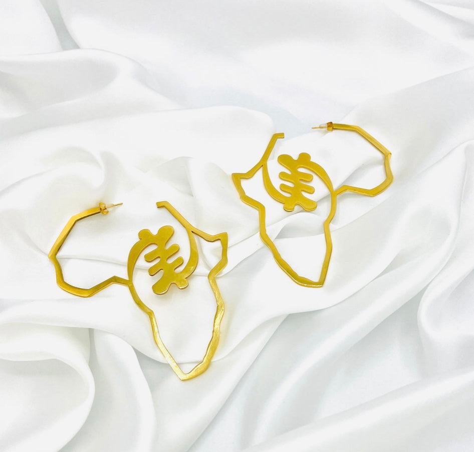 GyeNyame African Map Earrings