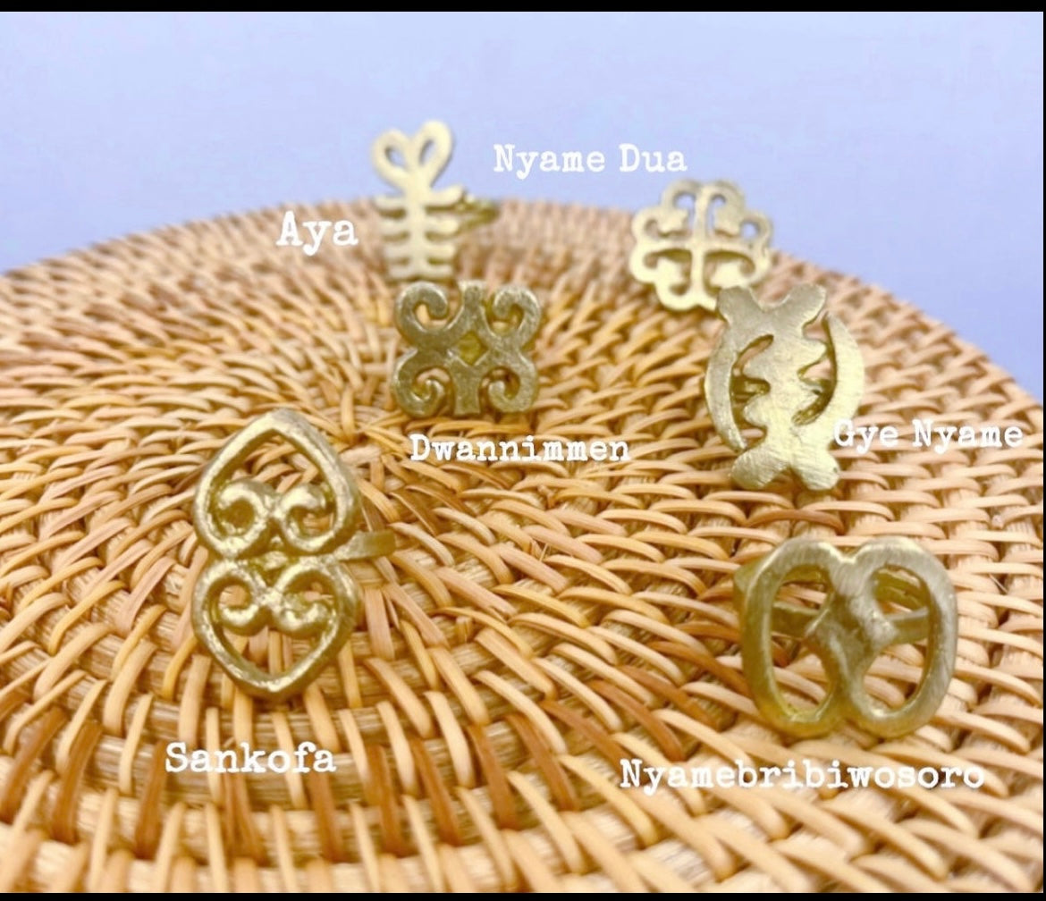 Adinkra Symbols Unisex Brass Rings