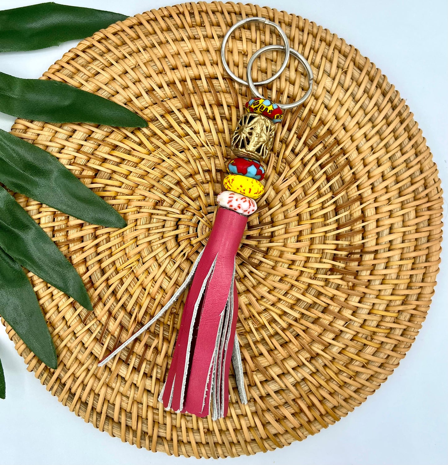 Duafe Recycled Beads Brass Keychain