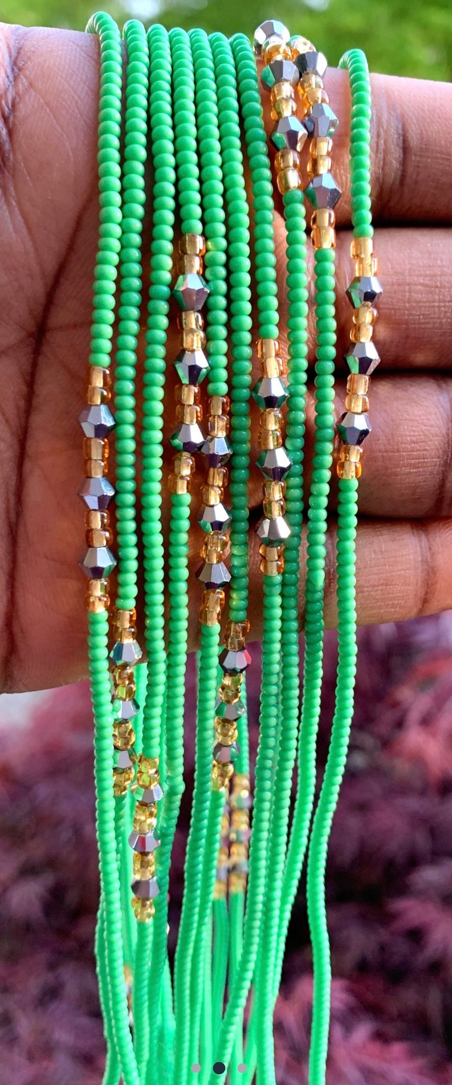 Emerald Crytal Tie On Waist Beads