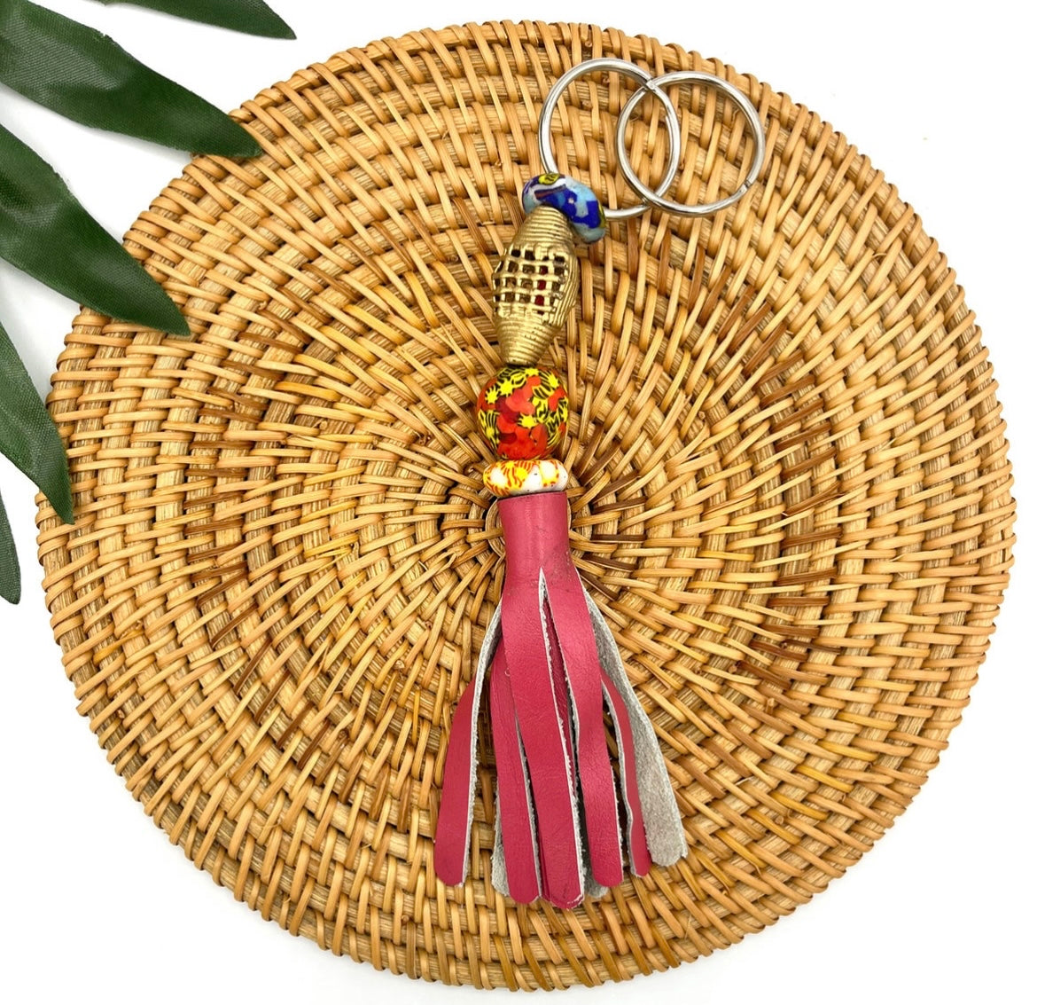 Duafe Recycled Beads Brass Keychain