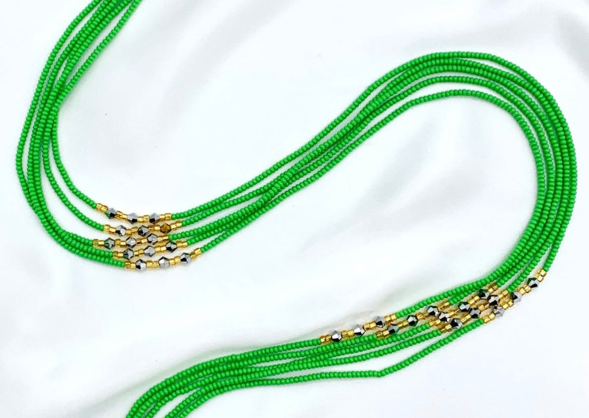 Emerald Crytal Tie On Waist Beads