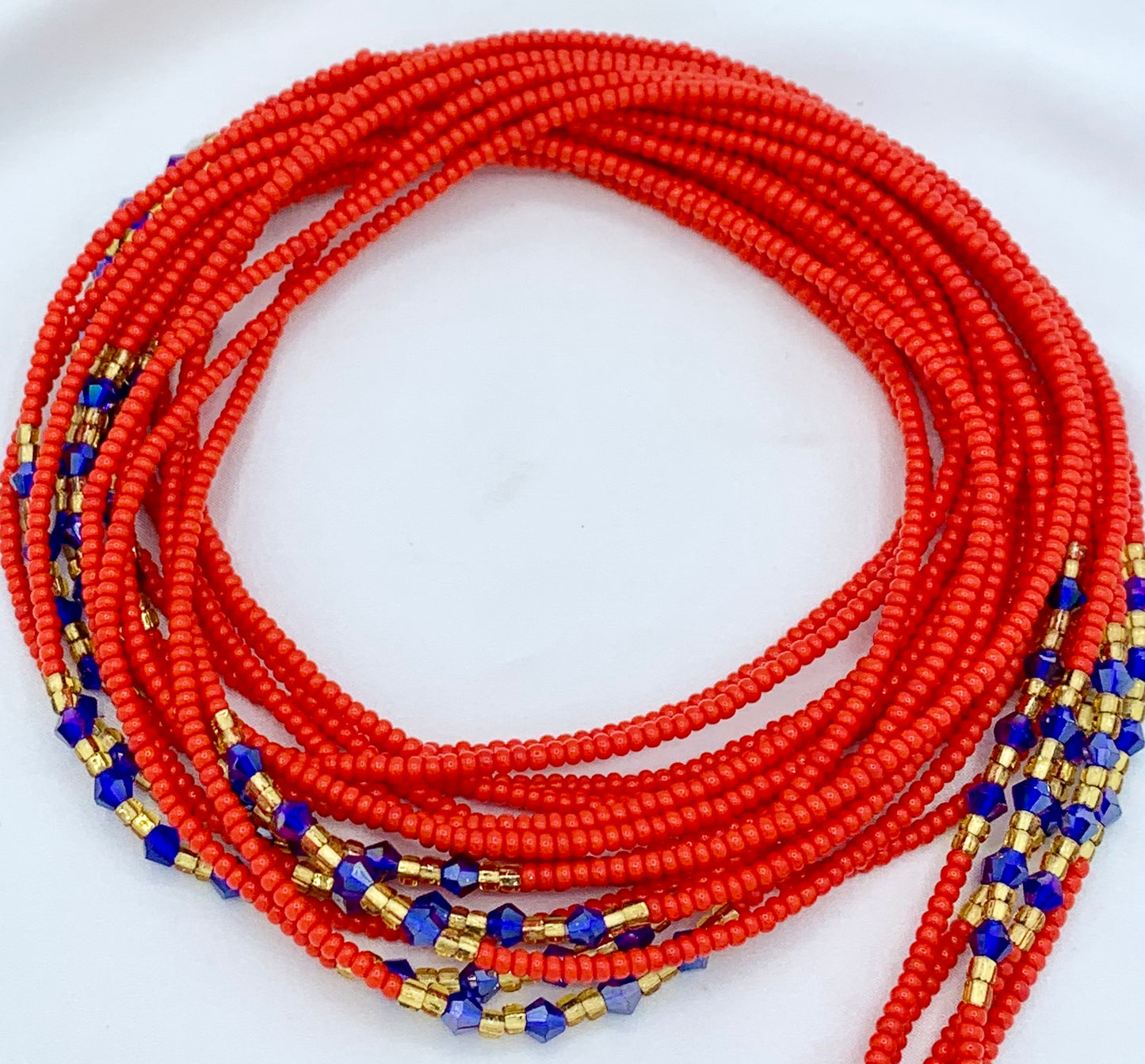 Royal Scarlet Crystal Tie On Waist Beads