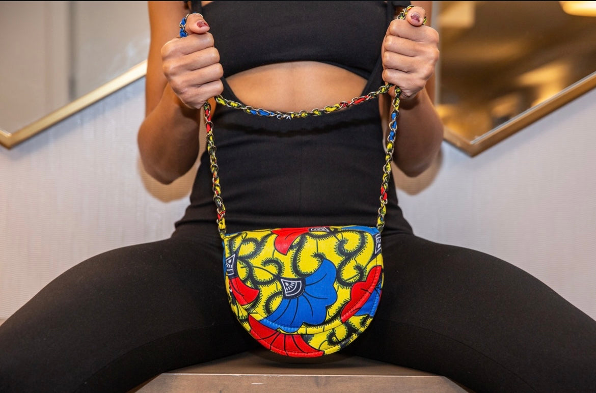 Kaki Sapphire African Print Bag