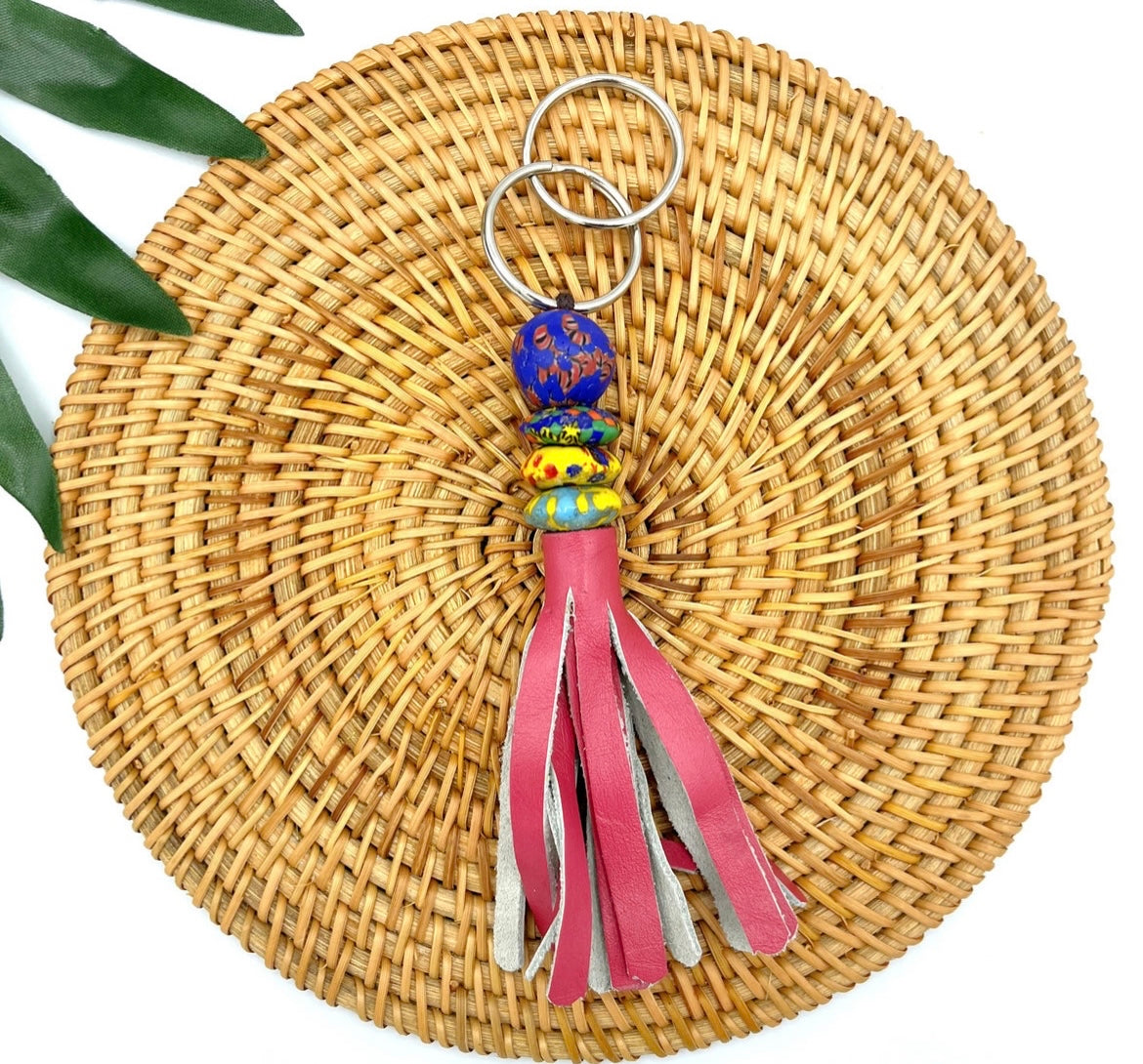 Duafe Recycled Beads Brass Keychain