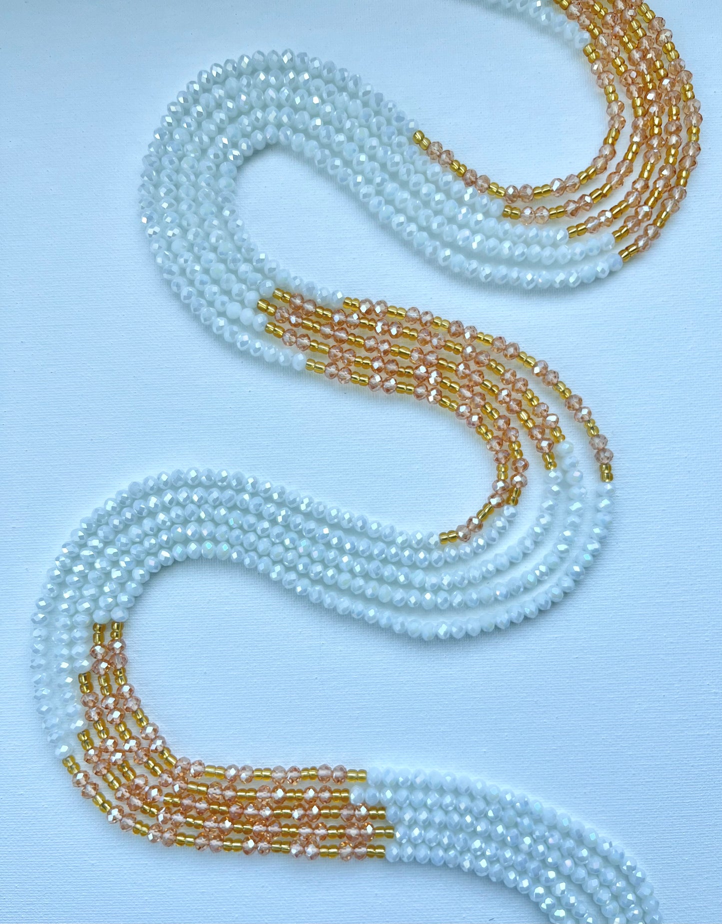 Ivory Crystal Sparkle Lux Tie On Waist Beads