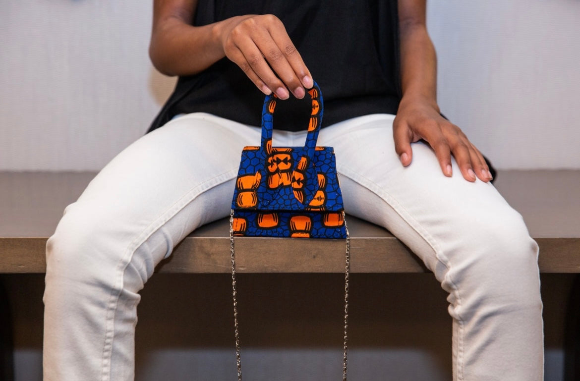 Akiti Royal Blue African Print Mini Bag