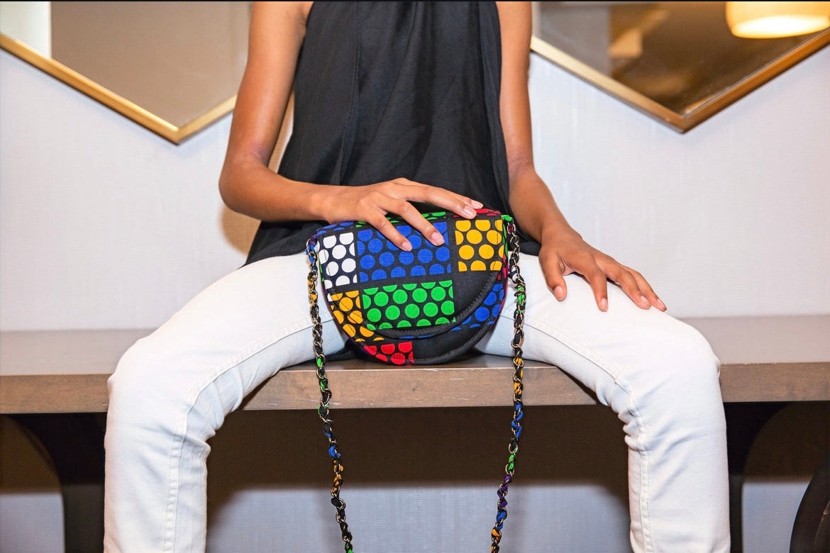 Kaki Rubix African Print Bag