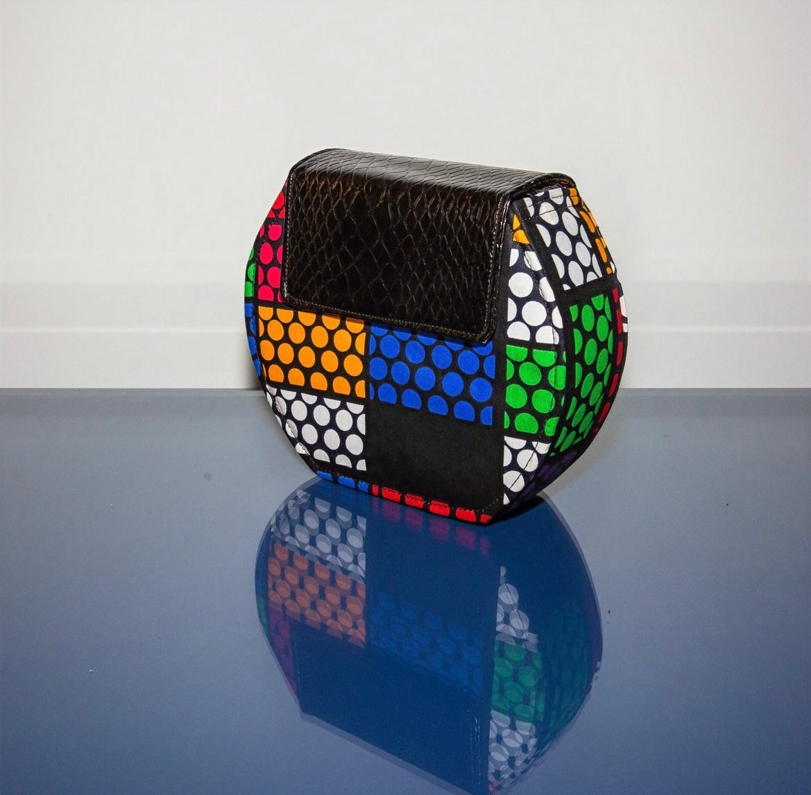 Amira Rubix African Print Faux Leather Bag