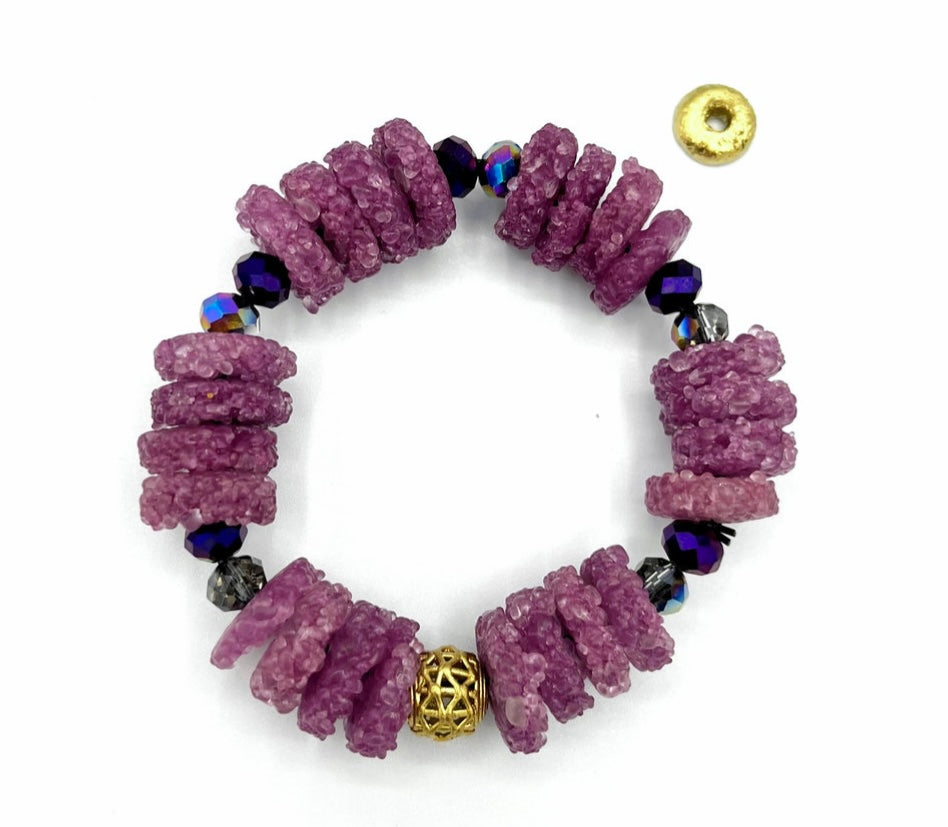 Tumi Krobo Glass Beads Brass Bracelet