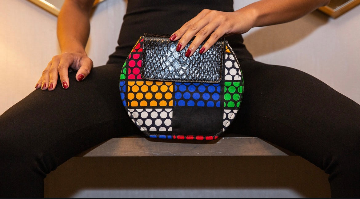 Ankara African Print Faux Leather Bag