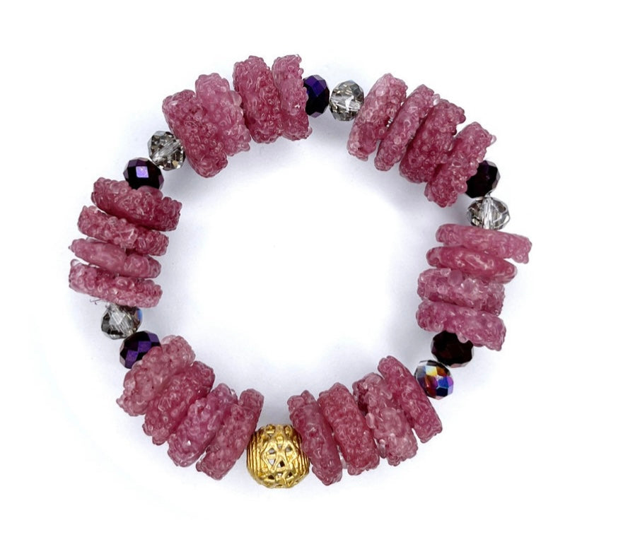 Tumi Krobo Glass Beads Brass Bracelet