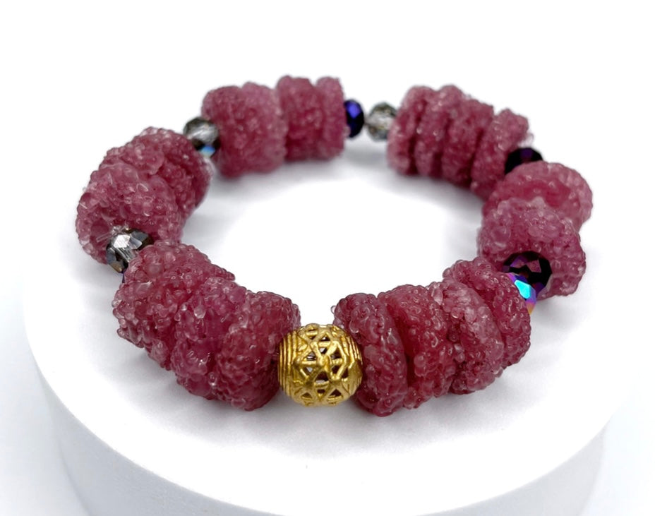 Tumi Krobo Glass Beads Brass Bracelet