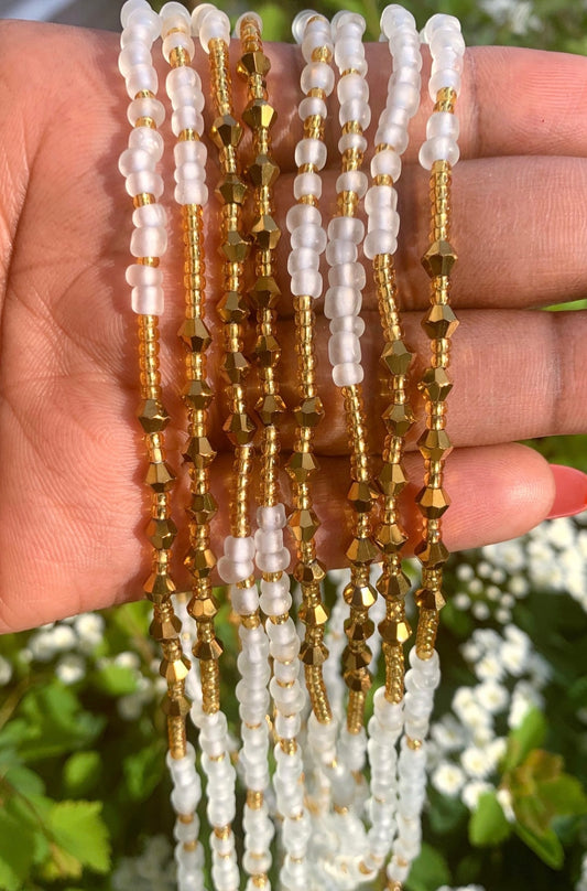 Frosted Gold Tie On Waist Beads