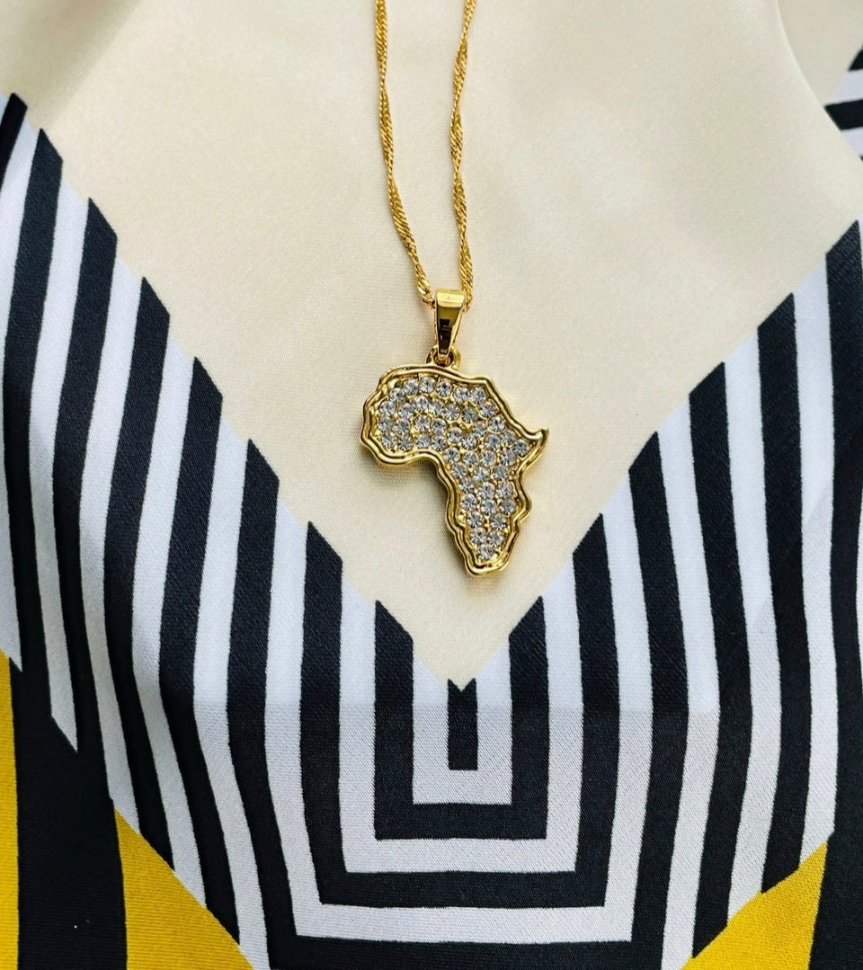 Afrika Map Rhinestone Necklace