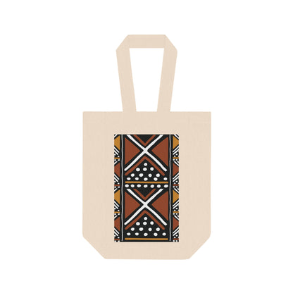 Badu Mud Cloth Print Double Wine Tote Bag