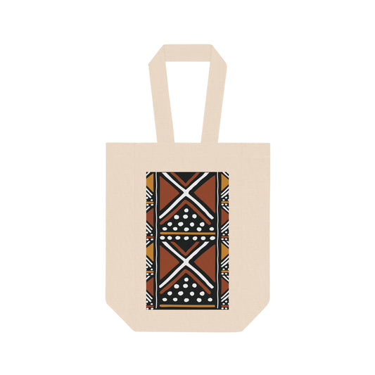 Badu Mud Cloth Print Double Wine Tote Bag