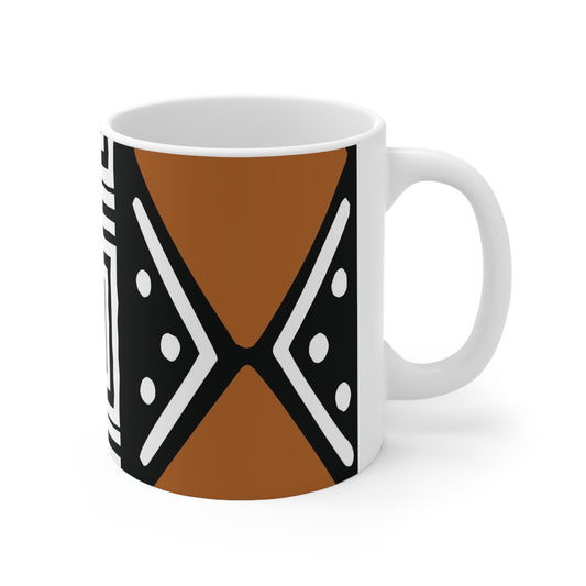 11 oz White & Black Mud Cloth Print Ceramic Coffee Mug
