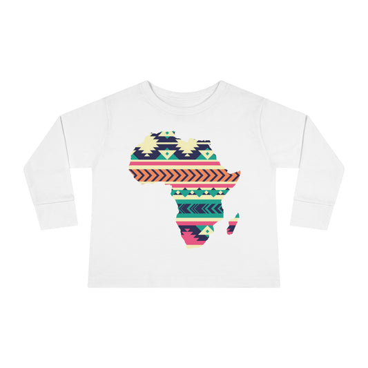 African Print Map Kids Long Sleeve Shirt