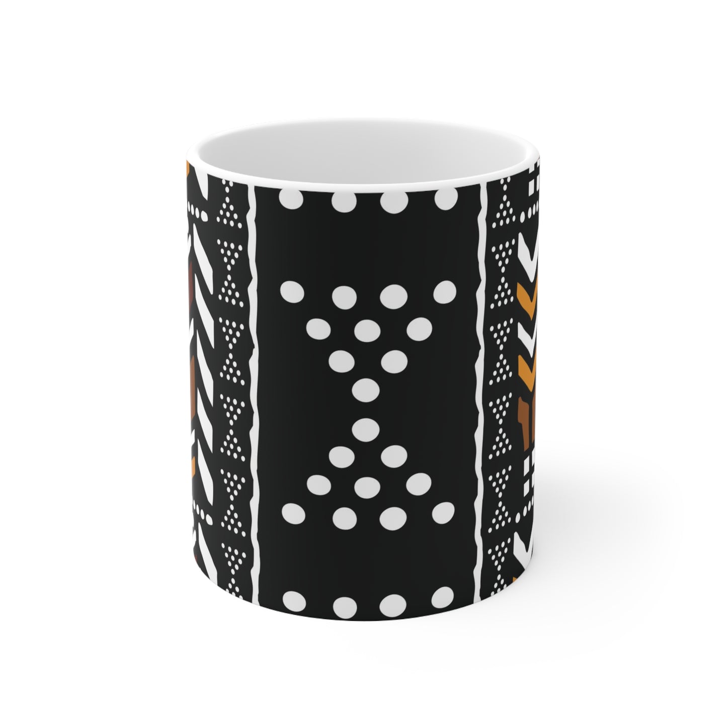 11 oz Brown Mud Cloth Print Ceramic Coffee Mug