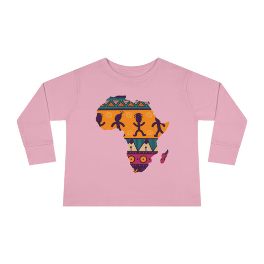 African Print Map Kids Long Sleeve Shirt