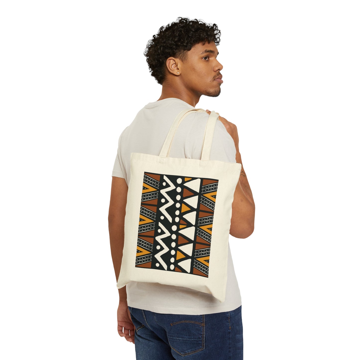 Hali Mud Cloth Print Cotton Canvas Tote Bag
