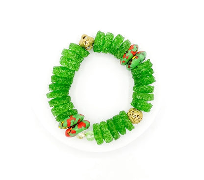 Adum Recycled Glass Beads Brass Bracelet