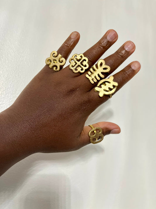 Adinkra Symbols Unisex Brass Rings