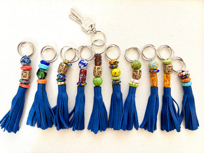 Recycled Ashanti Krobo Brass Beads Leather Keyring